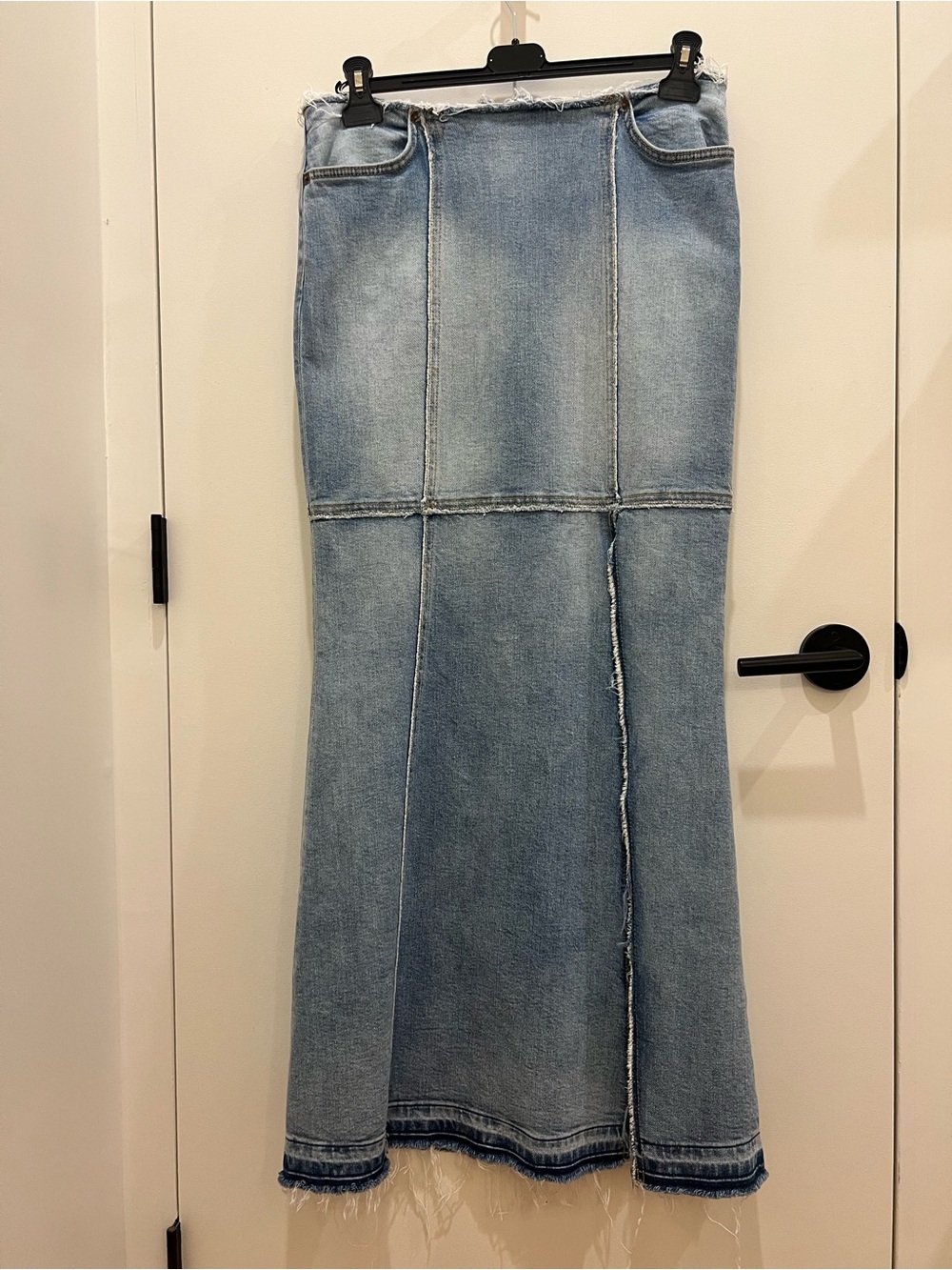 ReDone Light Blue Column Denim Maxi Skirt